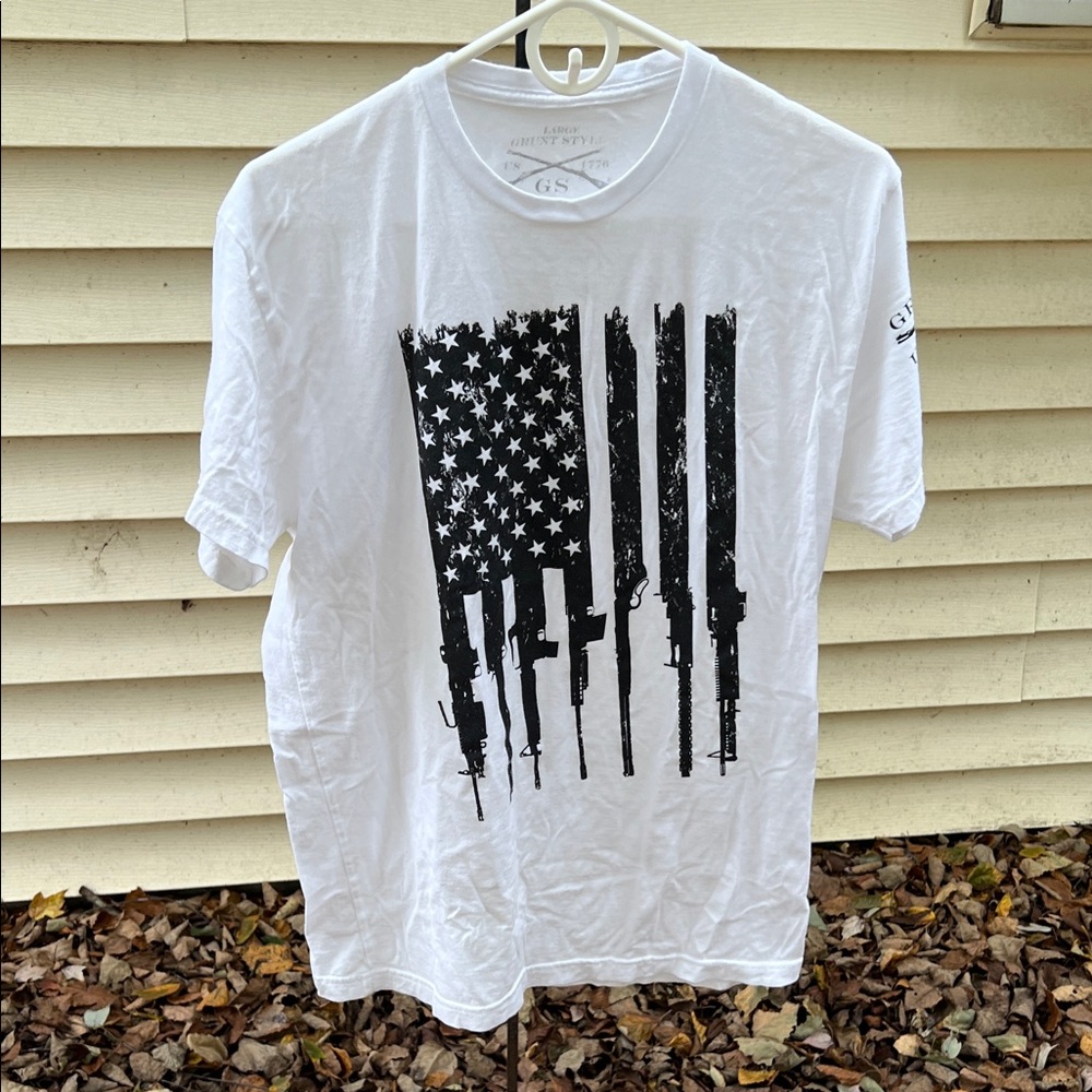 Grunt Style White Tee with Black Graphic